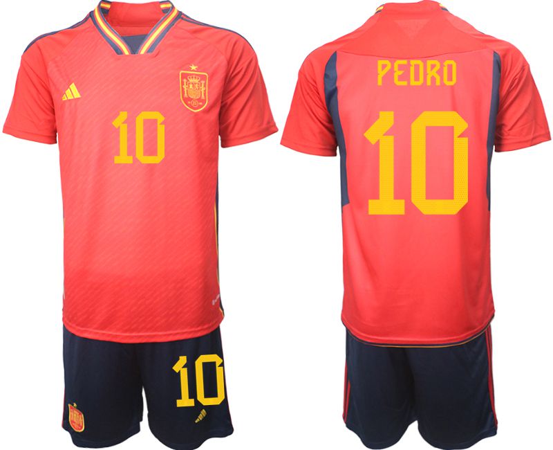 Men 2022 World Cup National Team Spain home red #10 Soccer Jerseys